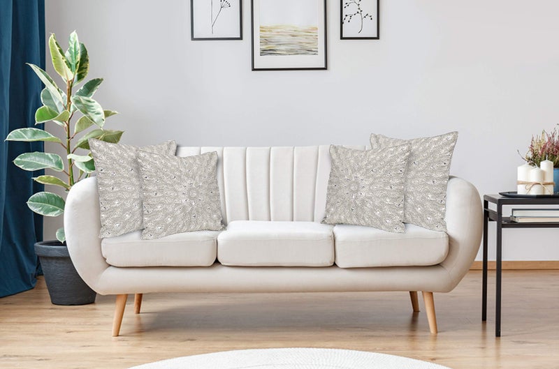 Light & Pro Lightnpro Luxury Silver Hand-Beaded Pillow Cover - 12x12 Inch, Exquisite Handmade Cushion for Sofa, Couch, and Bed - Elegant Home & Living Room DÃ©cor Accent - Cover Only (2 Pack) - Image 3